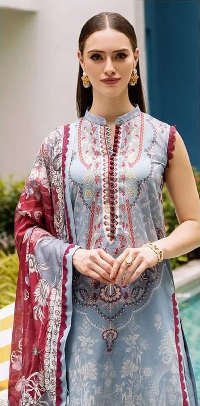 Digital Print Airjet Slub Lawn - Jade