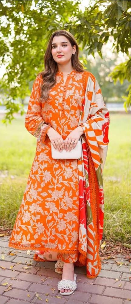 4 Side Lace Digital Print Lawn - Aneela's