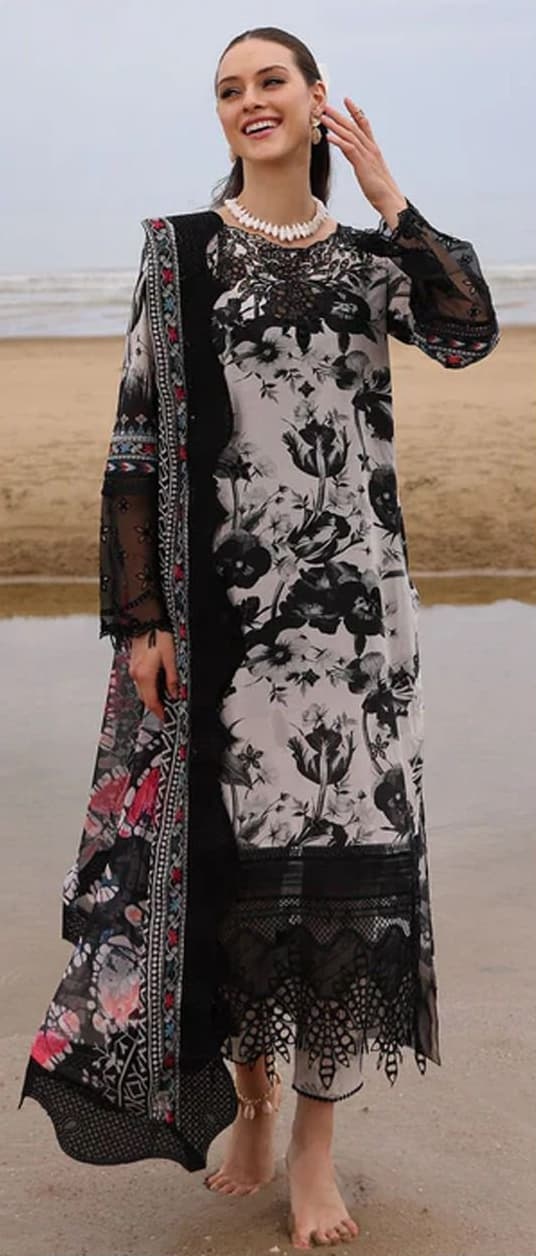 4 Side Lace Digital Print Lawn 3PC - NURÉH