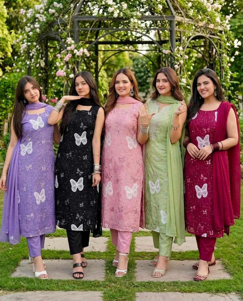 Butterfly Chikankari Lawn 3PC - Maria.B