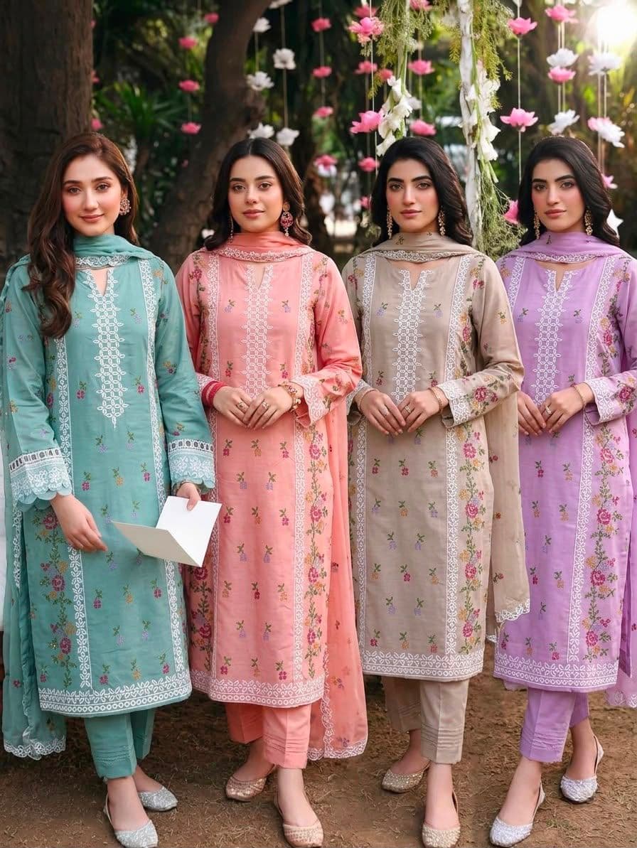 Chikankari Cross Stitch Sequence 3PC