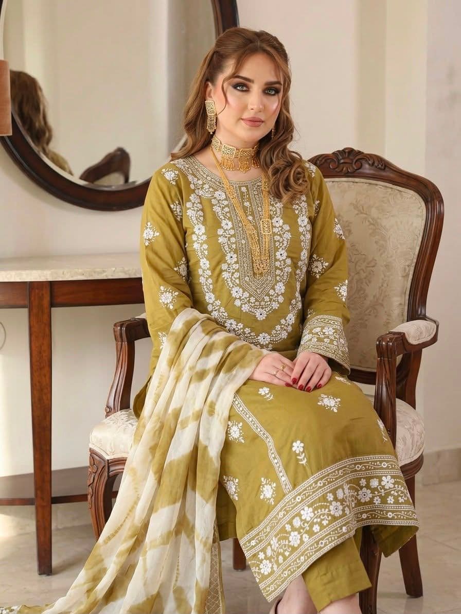 Handwork Paani Sheesha Embroidered 3PC
