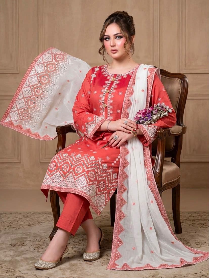 Handwork Mirror Embroidery Lawn 3PC