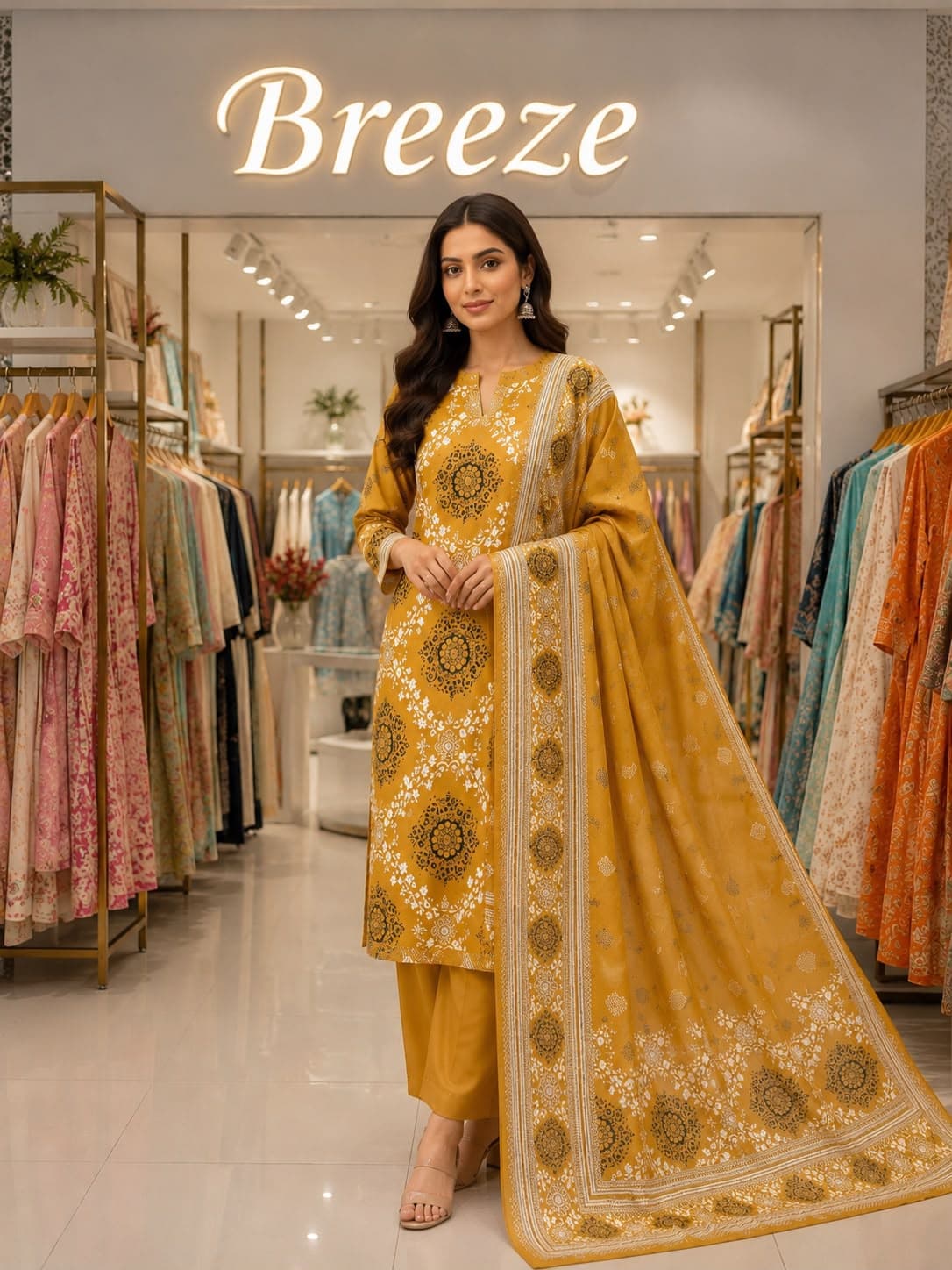 Bareeze Block Printed Lawn 3-Piece Suit (Medallion)