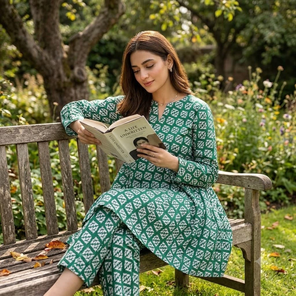 Leaf Grid 2-Piece Lawn - Nishat