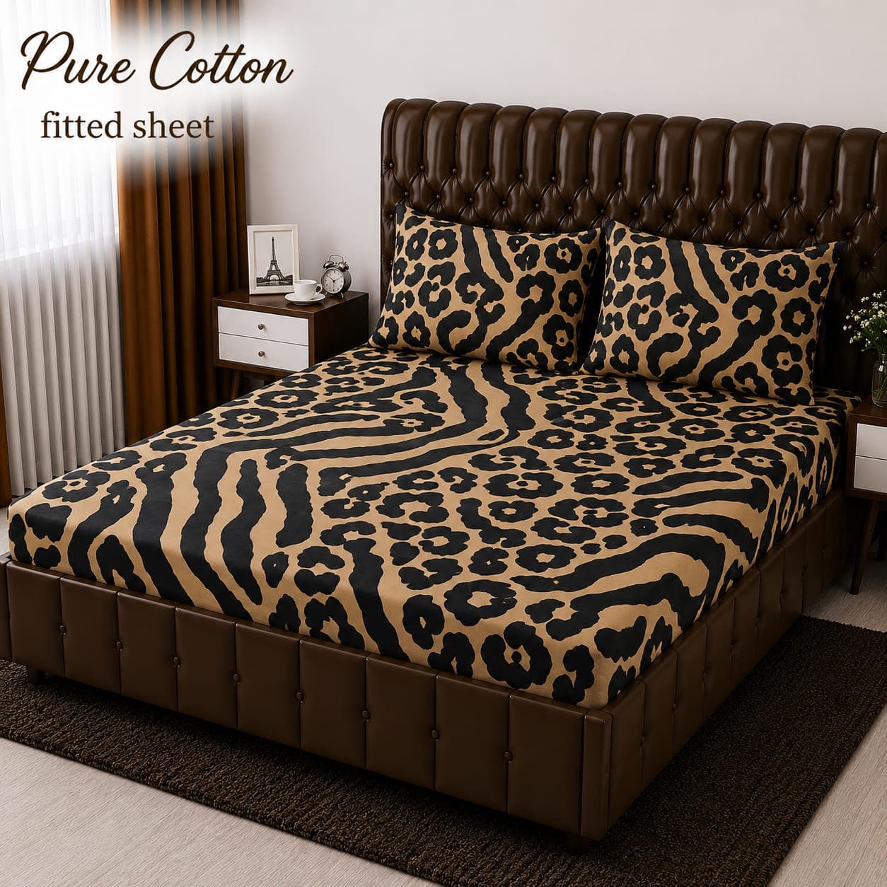 Leopard Zebra Animal Print Pure Cotton Fitted Bedsheet