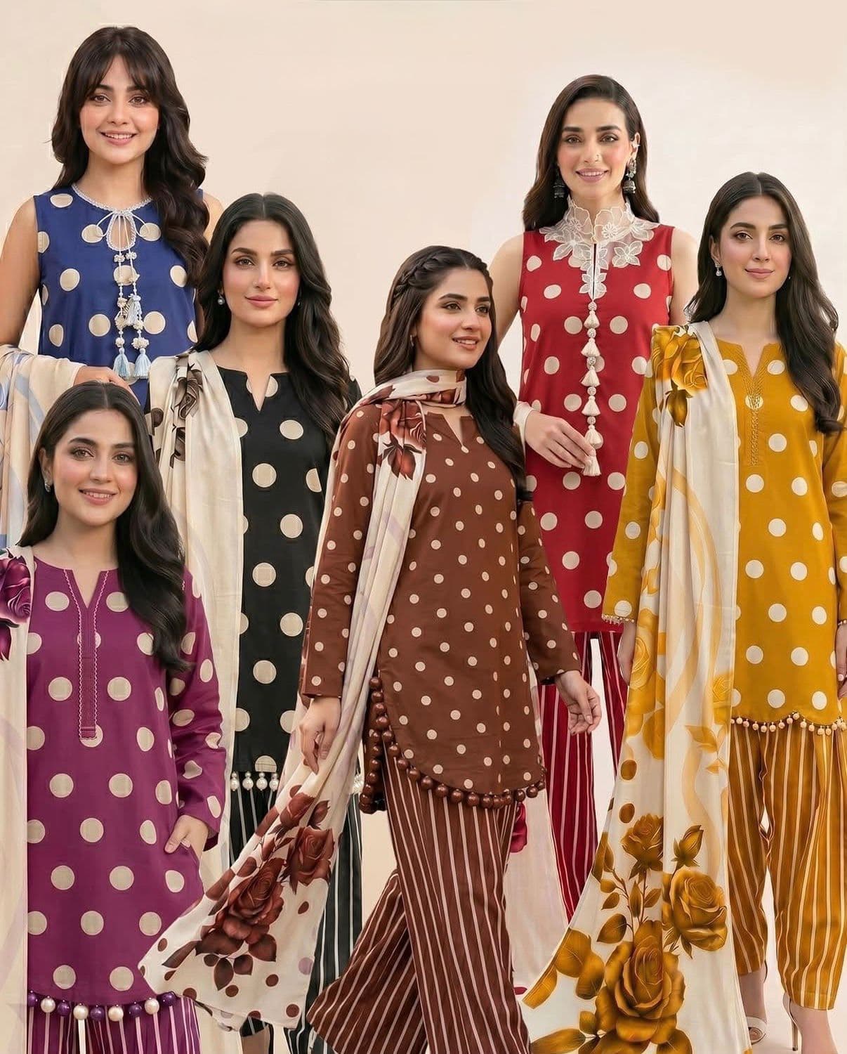 Polka Dot Digital Print Lawn 3PC