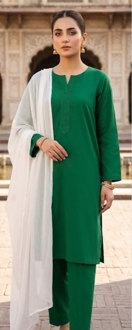 Azadi Collection 3-Piece Plain Lawn Suit - GullAhmed