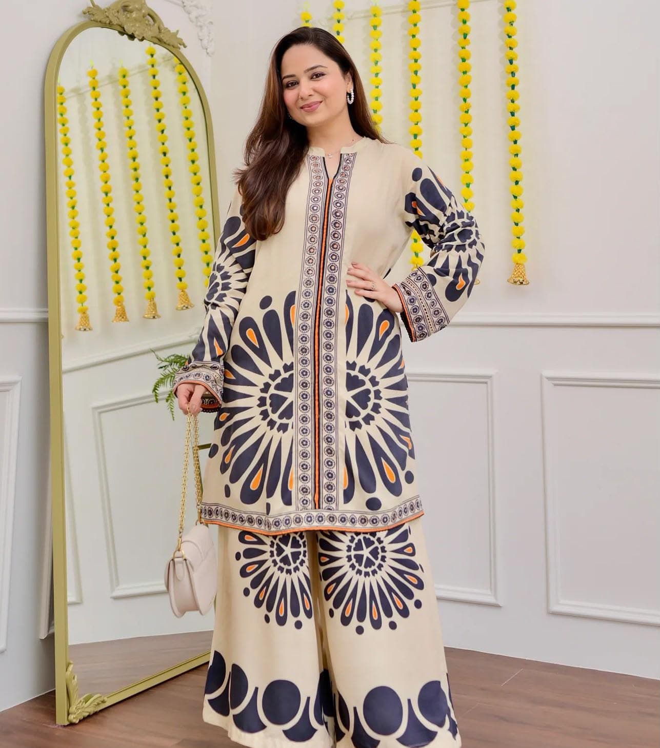 Dananeer Radial Sunburst Silk Suit