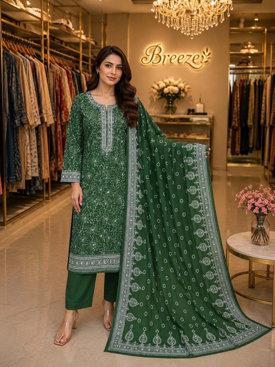 Bareeze Block Printed Lawn 3-Piece Suit (Paisley Cloud)