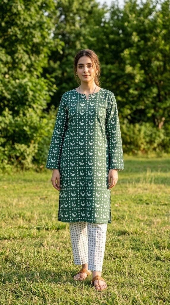 Orient 14 August Crescent Stars 2pc Lawn Suit