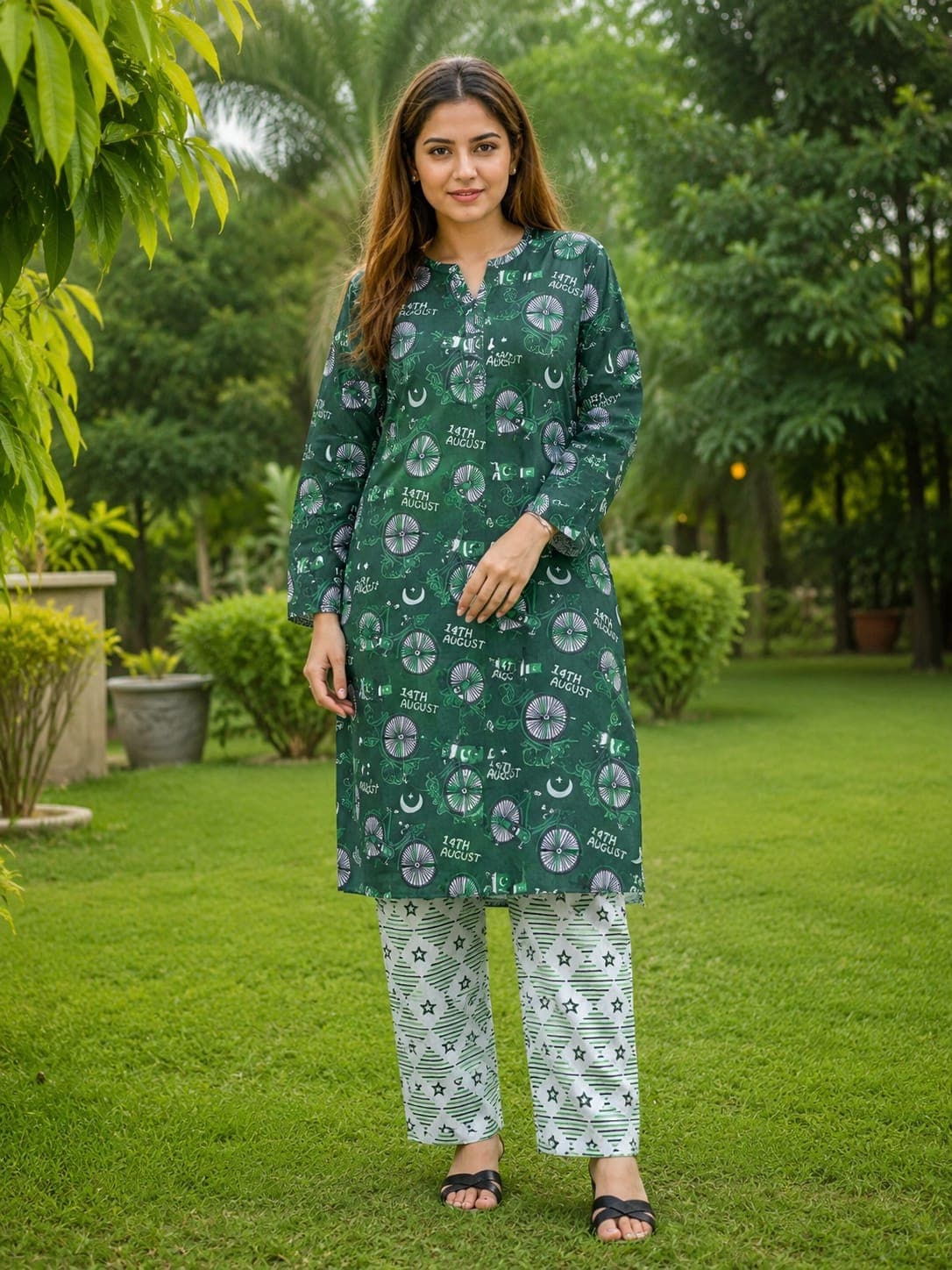 Orient 14 August Bicycle Print 2pc Lawn Suit