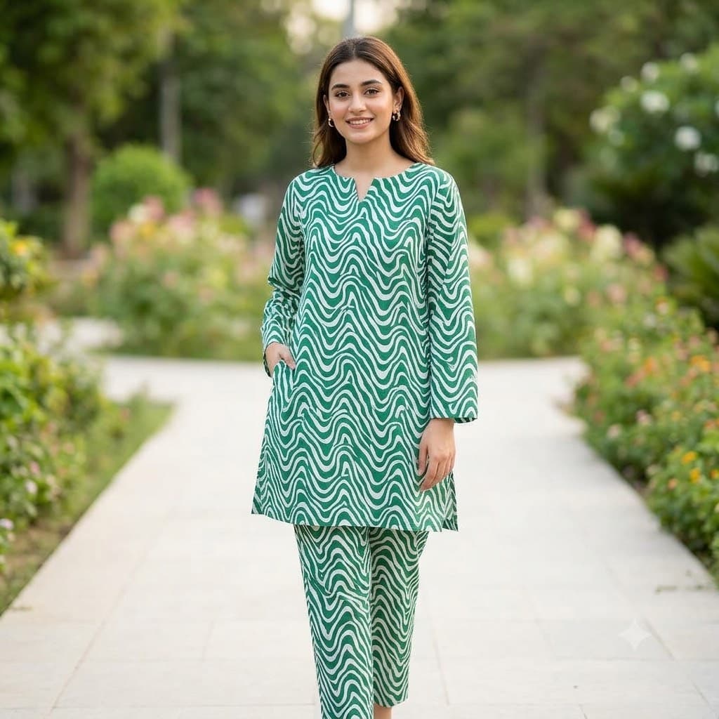 Abstract Wave 2-Piece Lawn - Nishat