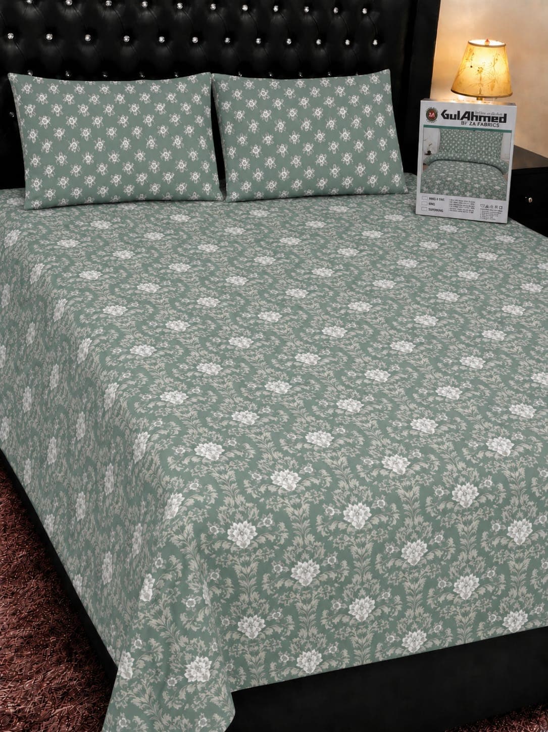 Gul Ahmed Sage Green Jacquard Bedsheet Set