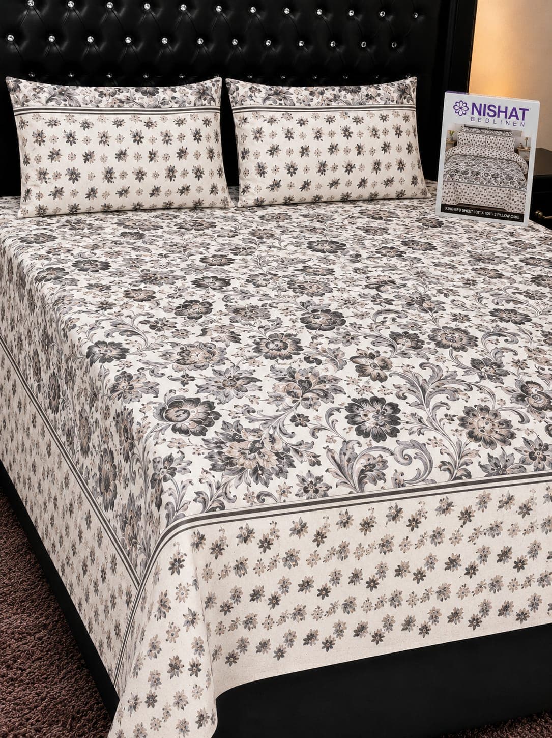 Nishat Linen Off White Damask Bedsheet Set