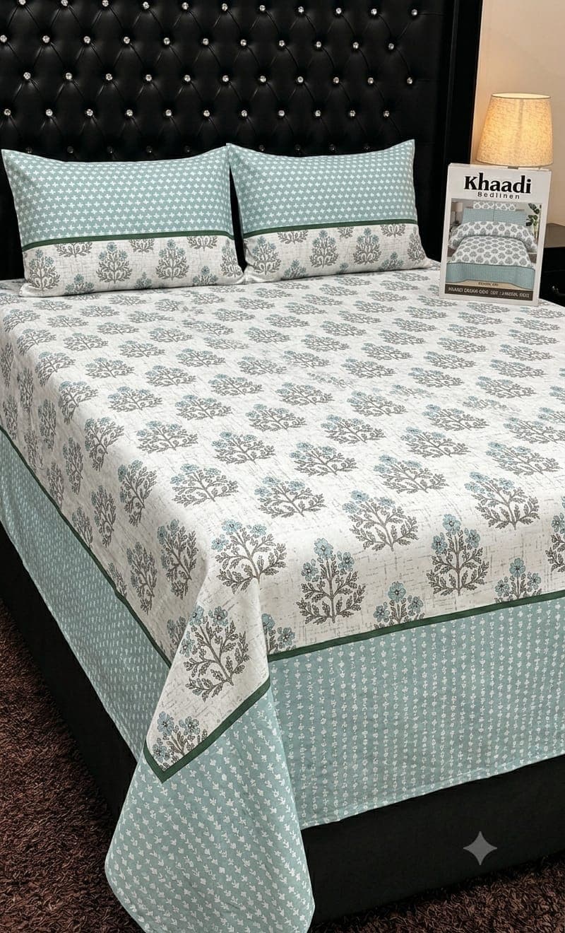 Khaadi Mint Green Tree Cotton Bedsheet Set