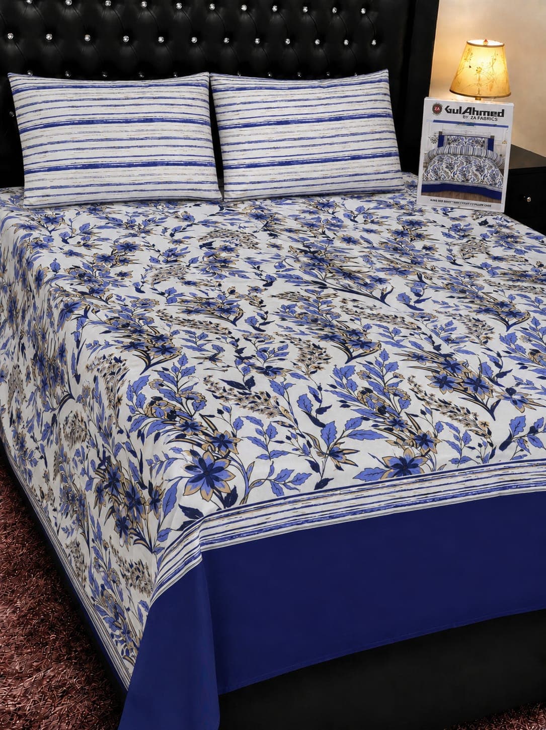 Gul Ahmed Blue Vine Cotton Bedsheet Set