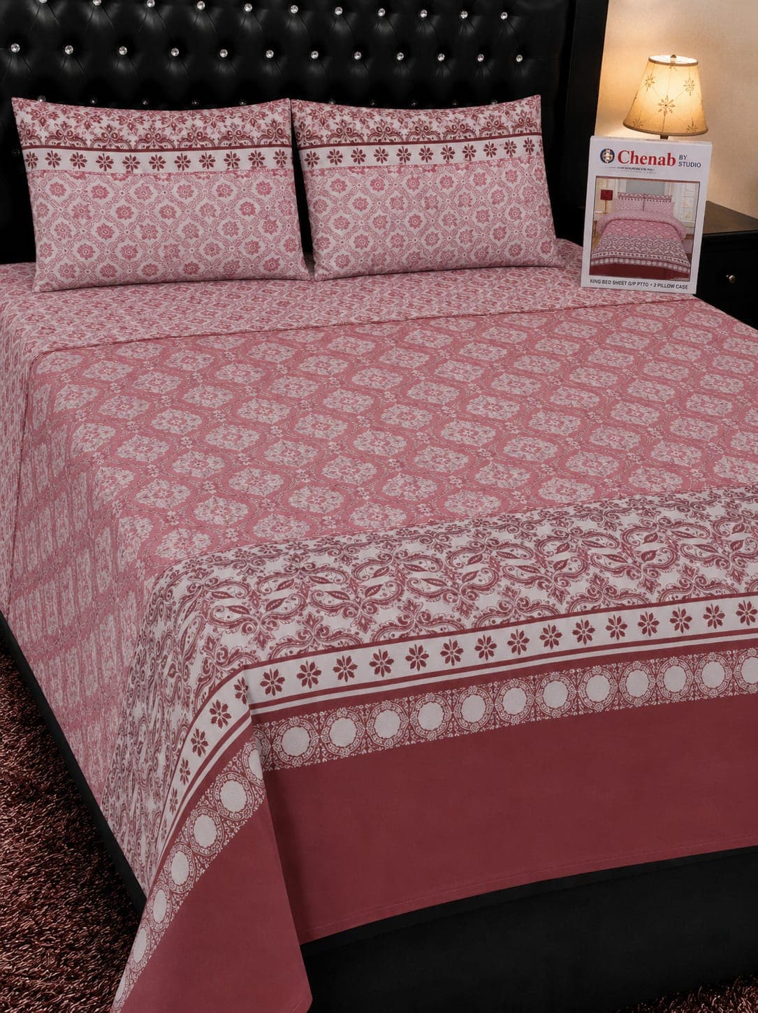 Chenab Studio Dusty Rose Floral Bedsheet Set