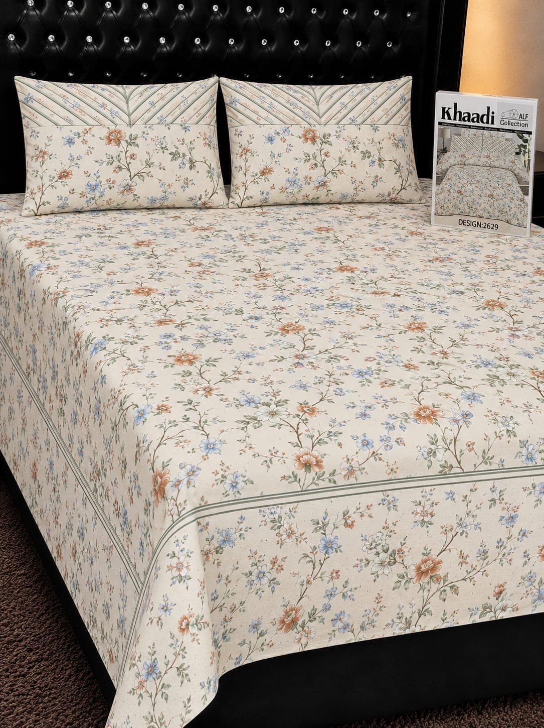 Khaadi Peach Wildflower Cotton Bedsheet Set