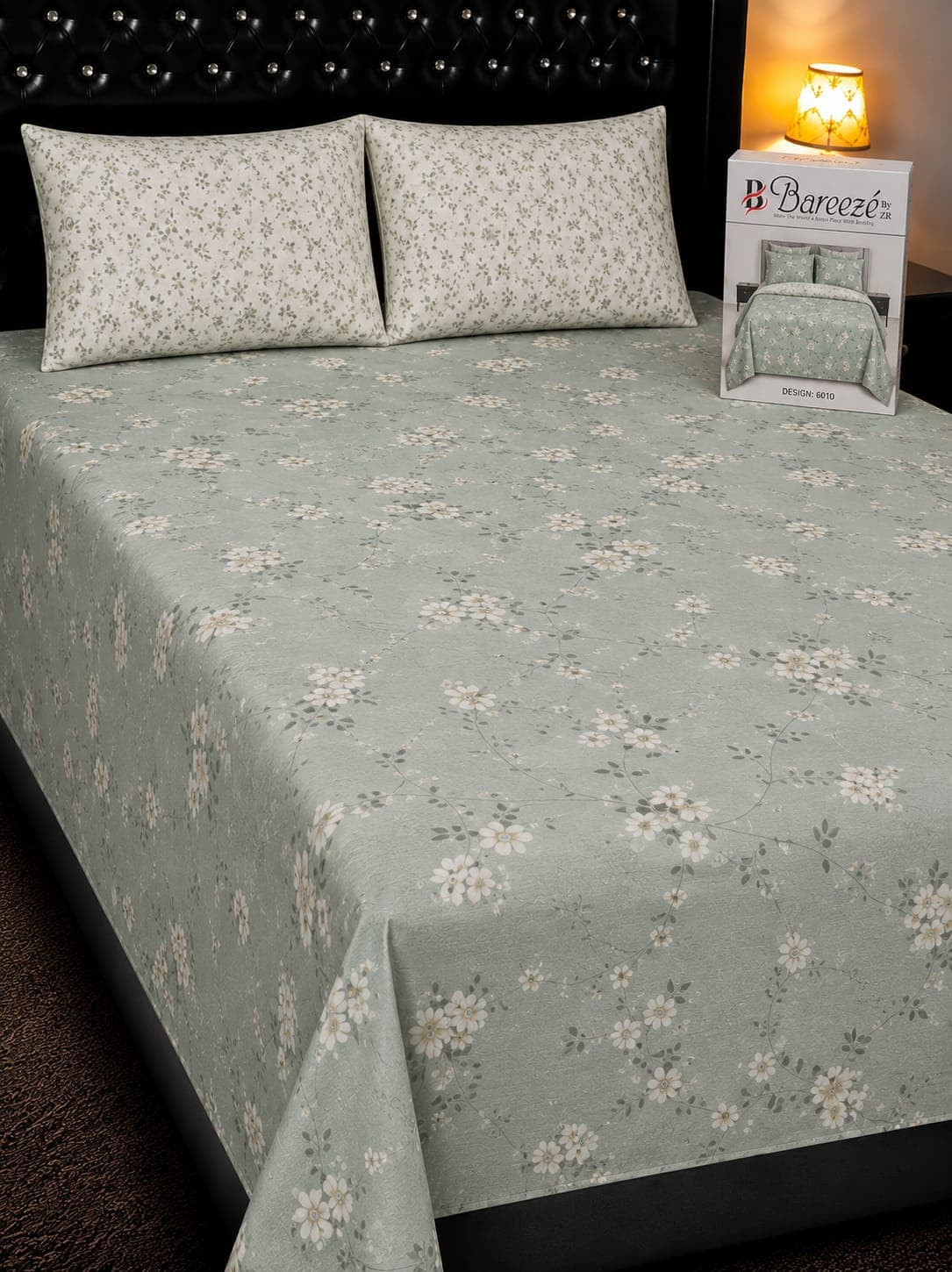 Bareeze Mint Daisy Cotton Bedsheet Set